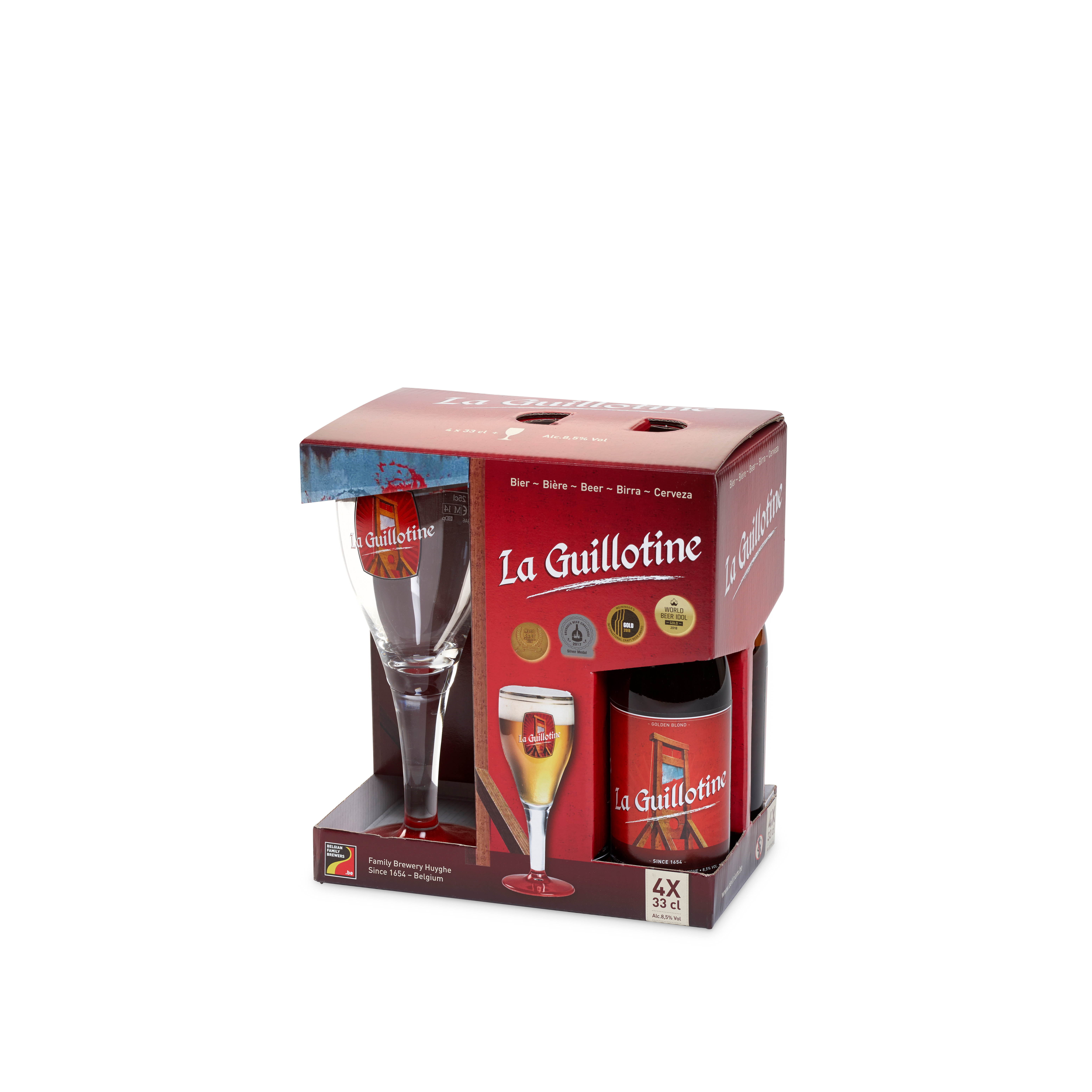 La Guillotine Geschenkverpakking +glas Doos 6x4x33 cl 8,5%