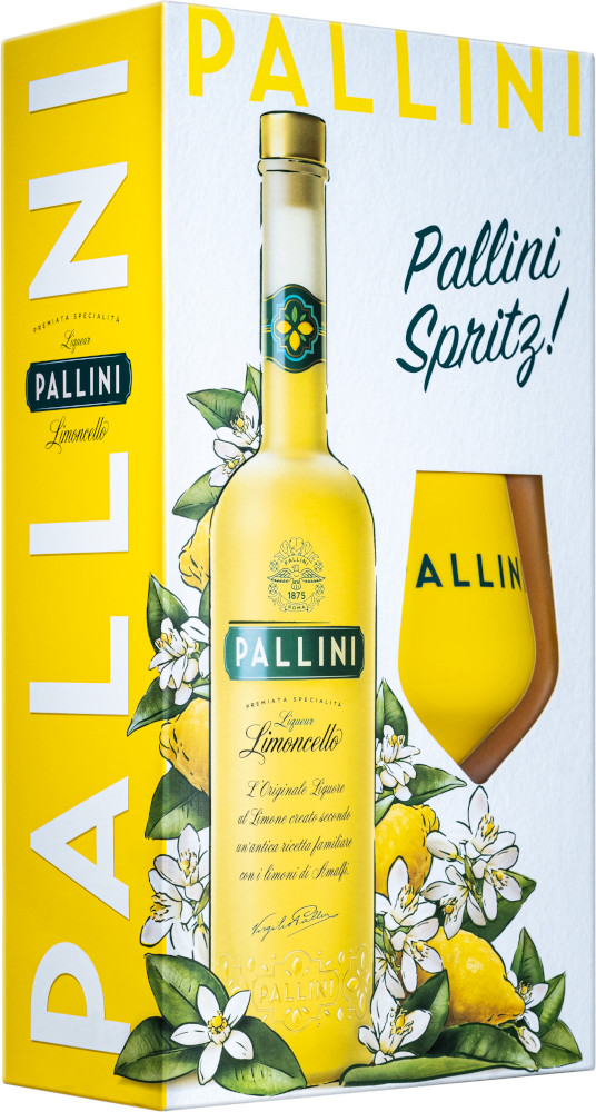 Pallini Limoncello GV+glas Fles 50 cl 26%