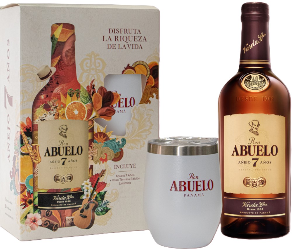 Ron Abuelo 7Y GV + glas Fles 70 cl 40%