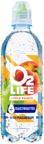 O2 Life Electrolytes Apple Peach Tray 12x50 cl