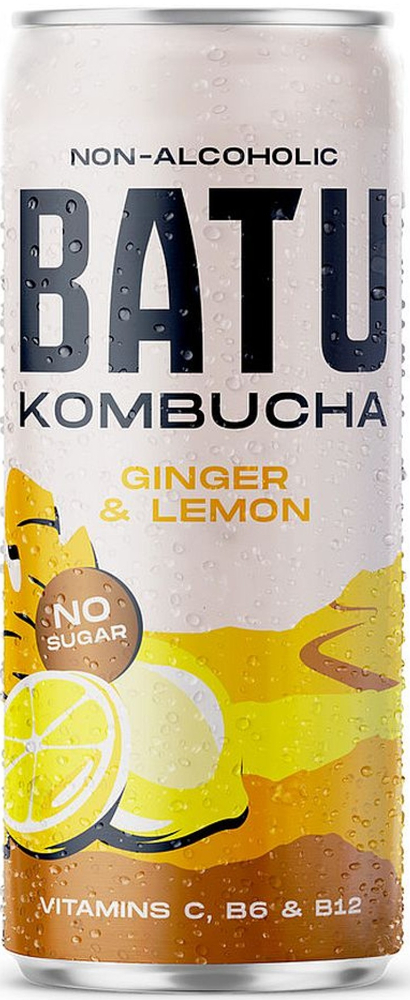 Batu Kombucha Ginger & Lemon blik Tray 12x25 cl