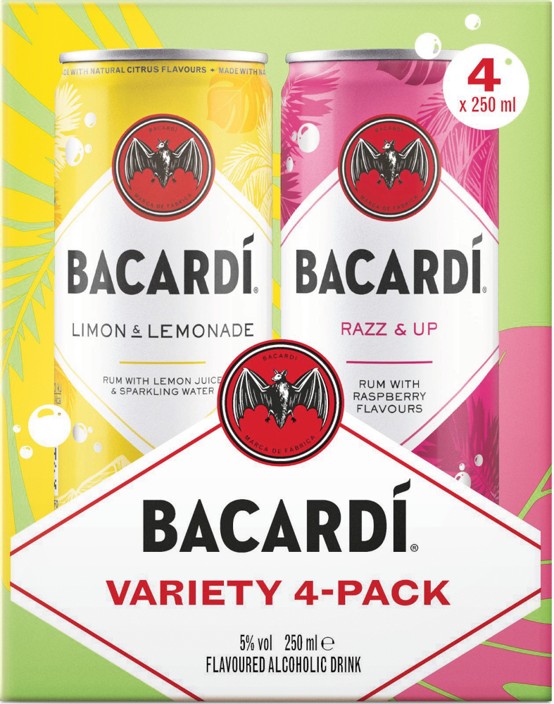 Bacardi Flavoured blik Tray 3x4x25 cl 5%