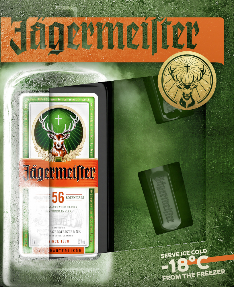Jagermeister +2 shotglazen Fles 70 cl 35%